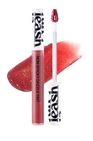 Unleashia - Non Sticky Dazzle Tint - N°2 Sunbeam: Rose Red Colour with Gold and Pink Opal Glitter