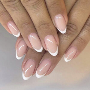 Beautiful Press On Curved French Tip Nails