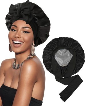 BellaWrap Silk Bonnet Black