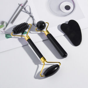 Black Jade Roller & Gua Sha Set – Natural Facial Massage & Skin Care Tool