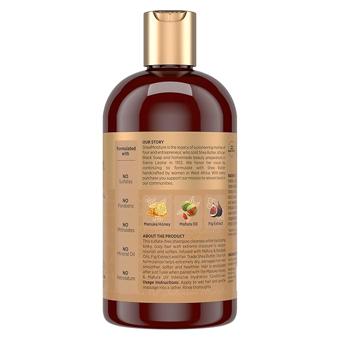Shea Moisture Manuka Honey & Mafura Oil Intensive Hydration Shampoo 13fl oz 384ml - Image 2