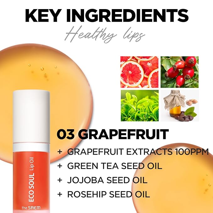 The Saem Eco Soul Lip Oil 03 Grapefruit - Image 3